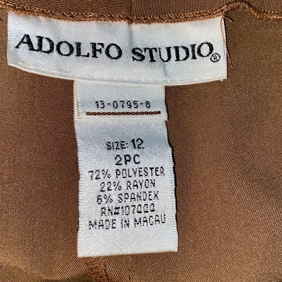 ADOLFO STUDIO WIDE LEG CARAMEL BROWN DRESS SUIT PANTS SZ 12 - Picture 9 of 12
